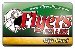 Flyers pizza logo over green background